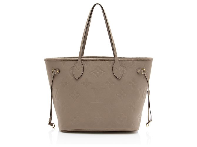 Sac cabas Louis Vuitton Giant Monogram Empreinte Neverfull MM Marron Beige