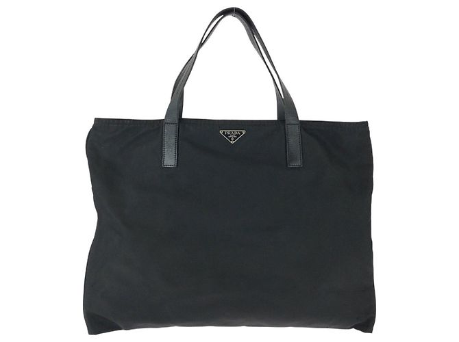 Tote Sacola Prada Tessuto com logo triangular Preto