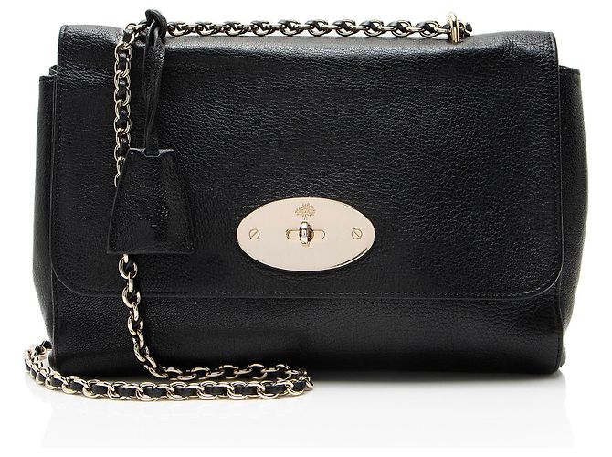Borsa a tracolla Mulberry Glossy Goat Lily Medium Nero