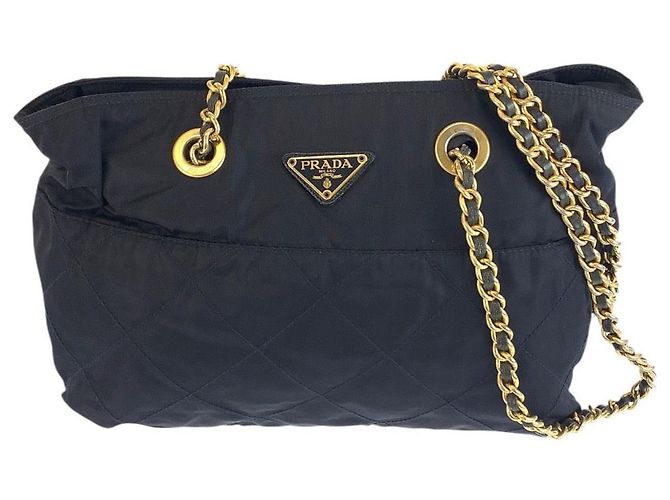 Bolso Tote Prada Tessuto con logotipo triangular Azul