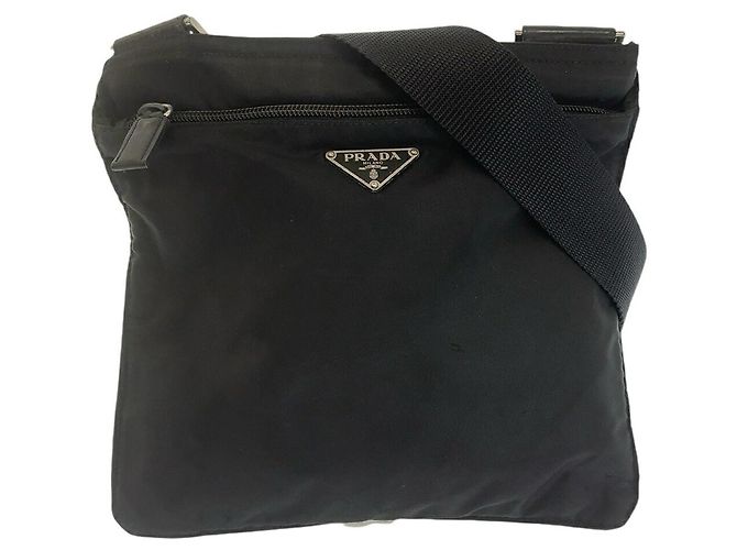 Sac bandoulière Prada Tessuto avec logo triangle Noir