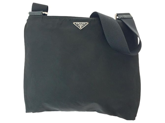 Sac bandoulière Prada Tessuto avec logo triangle Noir