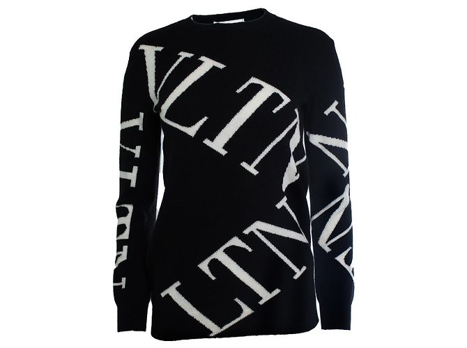 Valentino Garavani, VLTN Macro grid Pullover Schwarz