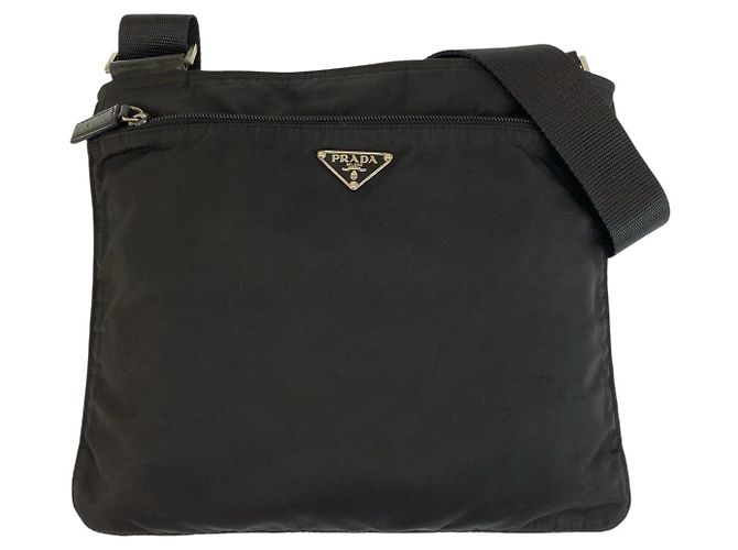 Pochette Prada en Tessuto avec logo triangle Noir