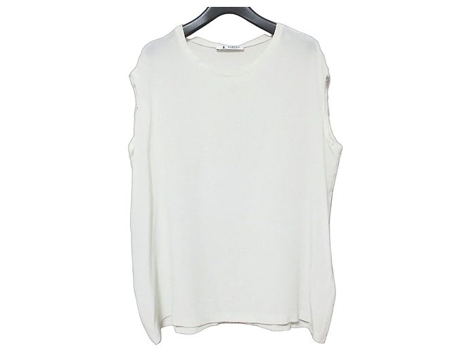 Autre Marque Top sem mangas Barena 100% seda Branco Fora de branco