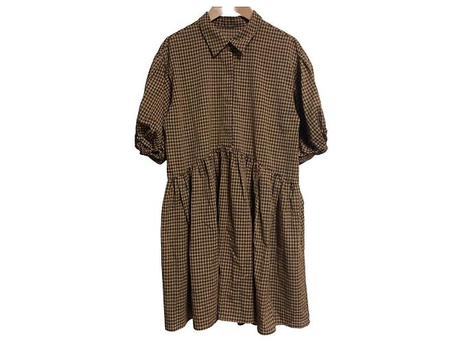 Autre Marque Túnica Mila Owen com padrão Gingham e bainha com folhos Marrom