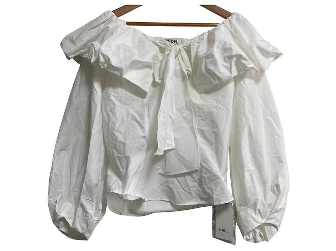 Autre Marque Snidel Sustainable Bluse mit Schleife Weiß