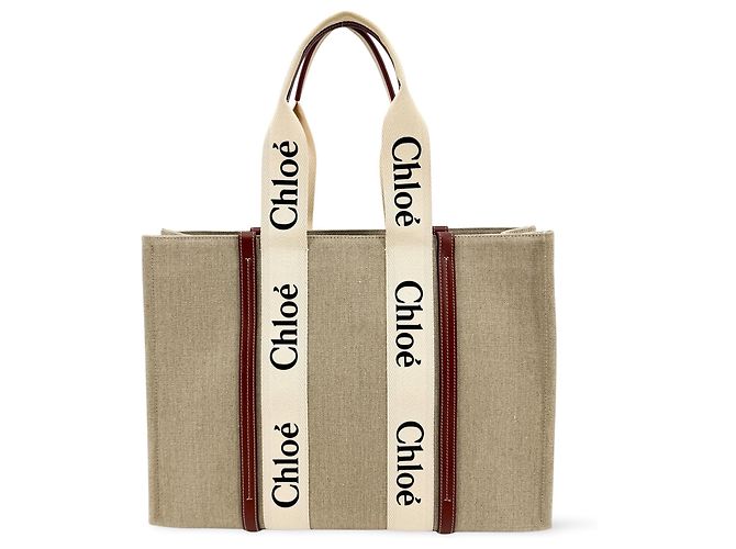 Chloé Chloe Woody Canvas with Leather Medium Marrom