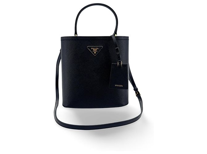 Prada Panier Bucket Saffiano Leather Small Nero