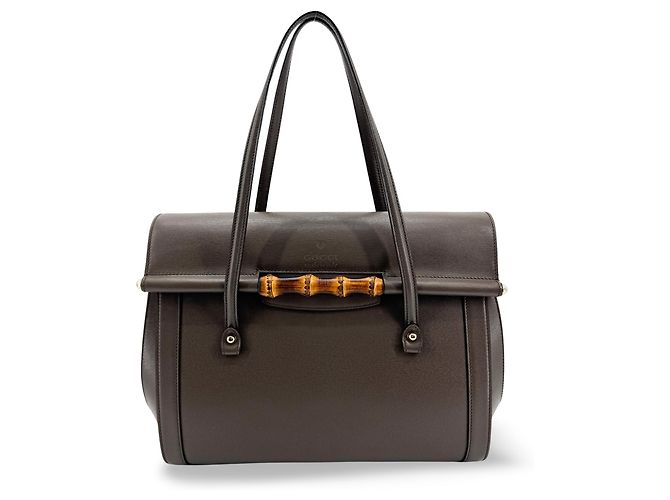 Gucci Bamboo Bullet Top Handle Leather Medium Marrone