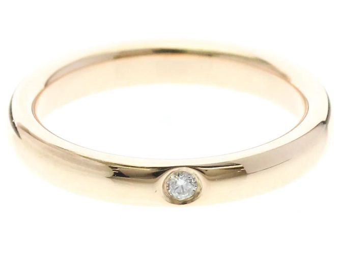 Autre Marque Tiffany Stacking Band Ring 1 Diamant in 18K Roségold Golden