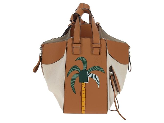 Loewe Ken Price Hammock em couro estampado e canvas Small Bege