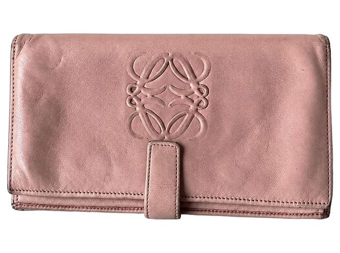 Cartera larga LOEWE Anagram de piel rosa palo