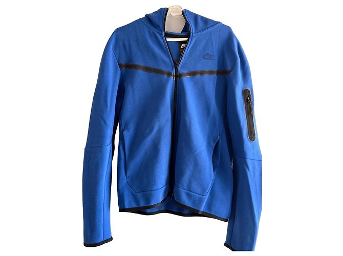 Blue Nike Tech Fleece hooded jacket