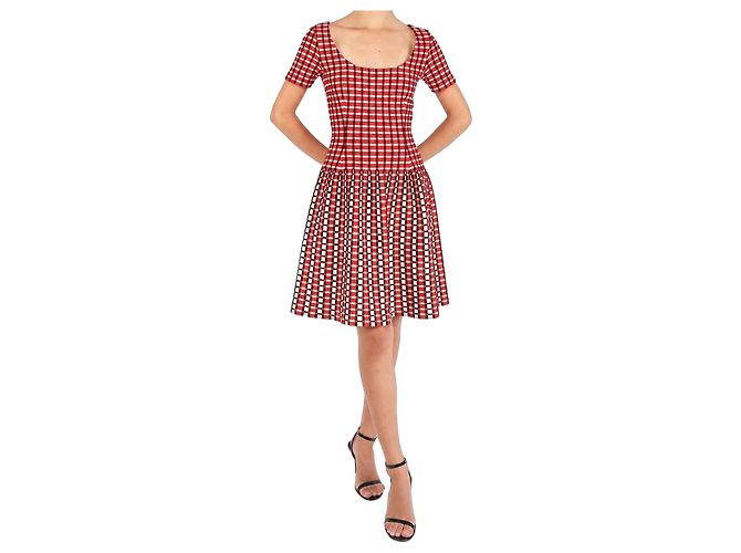 PRADA kariertes Kleid – Herbst-Winter Kollektion 2013 – Größe IT40 / S Schwarz Weiß Rot