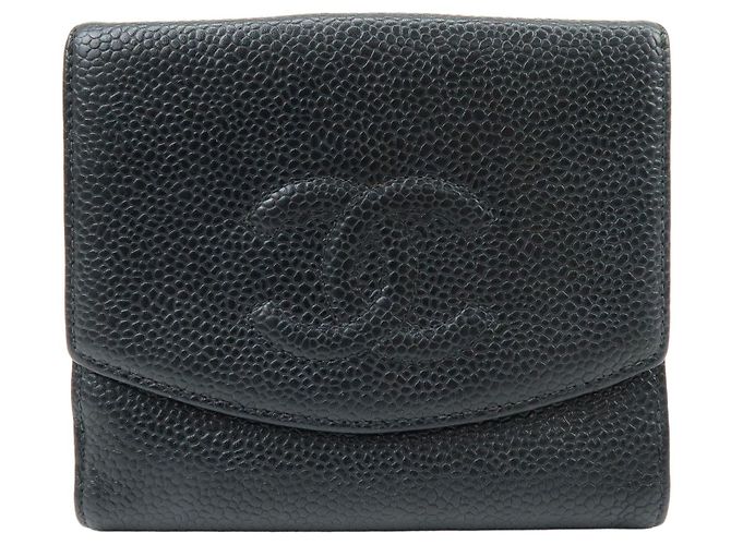 Chanel Vintage Timeless Bifold Caviar Compact Black