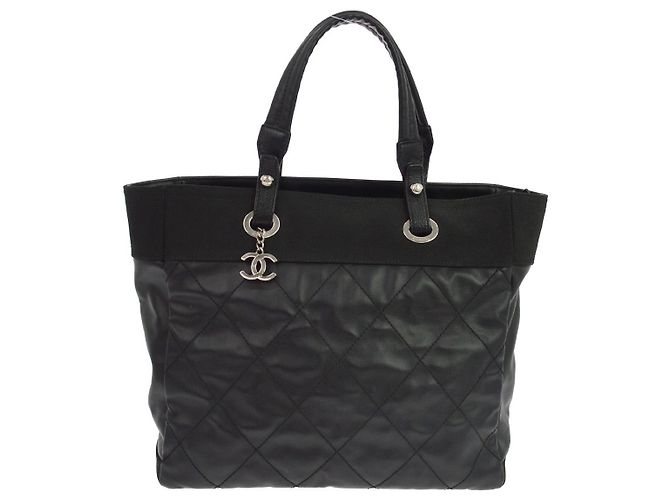 Chanel Biarritz Quilted Coated Canvas Small Nero
