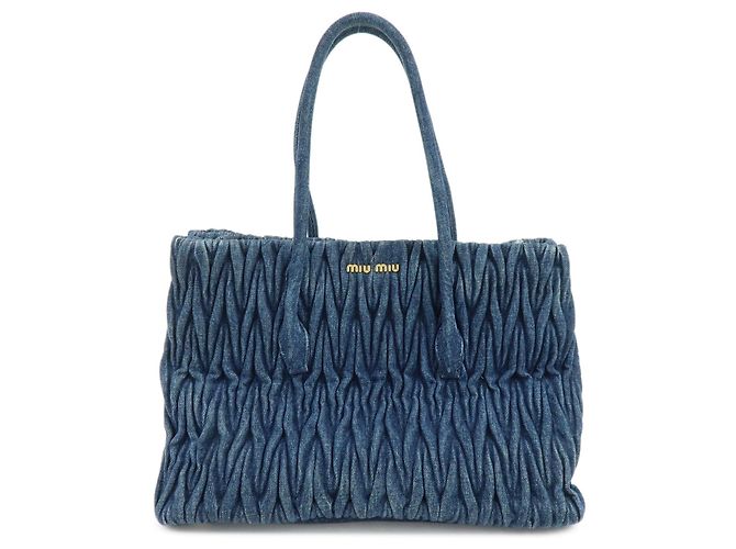 Miu Miu Convertible Matelassé Denim Small Bleu