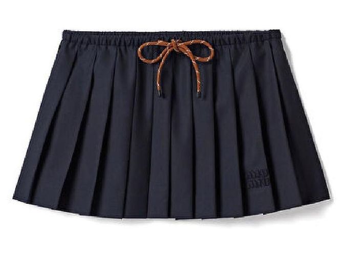 Miu Miu Mini saia plissada azul marinho Azul escuro