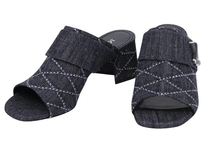 LOUIS VUITTON Sandali Denim 36 Blue LV Auth 204934M