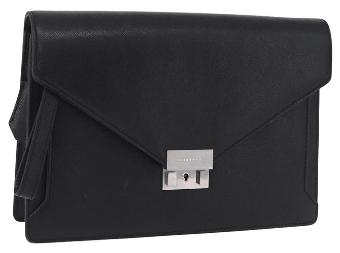 Borsa a pochette BURBERRY in pelle nera e argento Auth 203385 Nero
