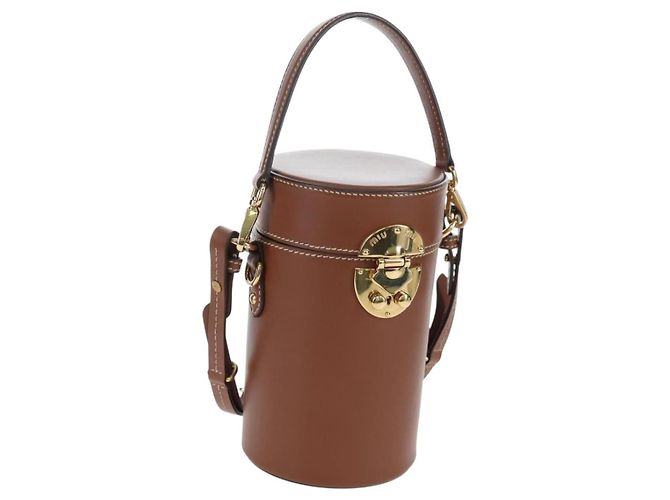 Miu Miu Handtasche Leder 2way Braun Goldton Auth bs37103M