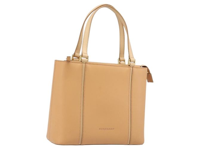 Bolsa de mão BURBERRY em couro Beige Gold Auth 206131A