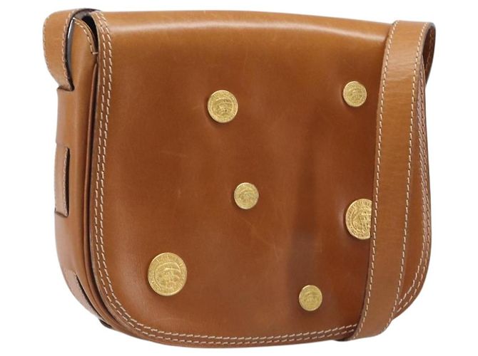 Edge Céline CELINE Schultertasche Leder Braun Gold Auth ep15959 Golden
