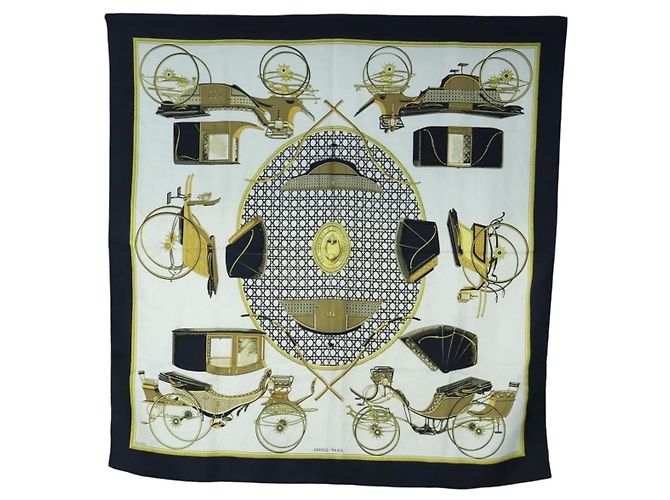 Hermès HERMES Carre 90 Seidentuch Schwarz Weiß Auth bs37175