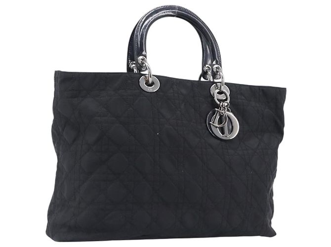 Borsa a mano Christian Dior Canage Nylon Black Silver Auth ep15999 Nero Argento