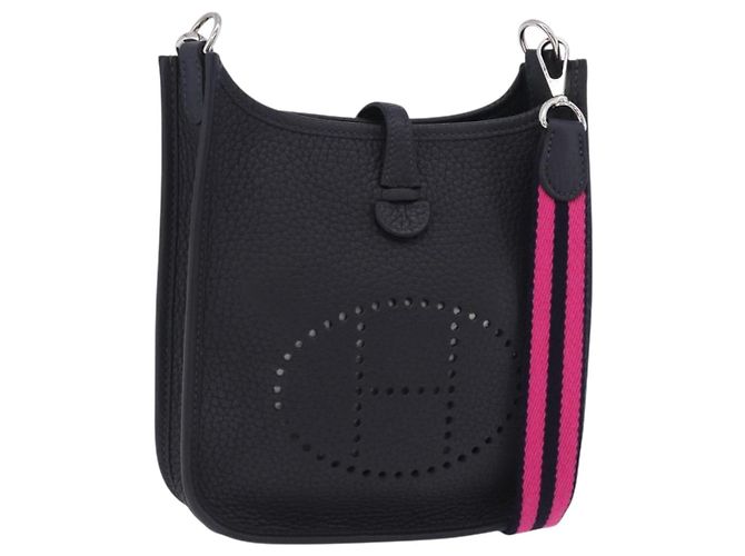 Hermès Borsa HERMES Evelyn TPM Amazon in pelle Taurillon Clemence Nera Auth 203131SM Nero Argento