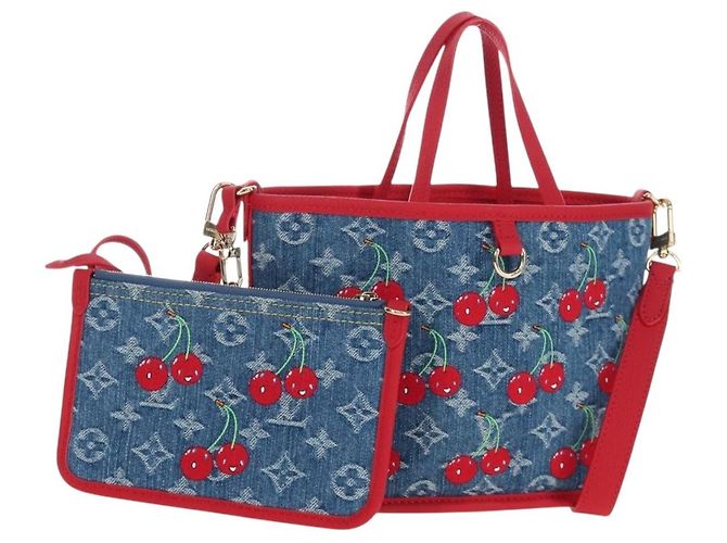 LOUIS VUITTON Monogram denim Neverfull Inside Out Bag Blue M14997 Auth 203843SM