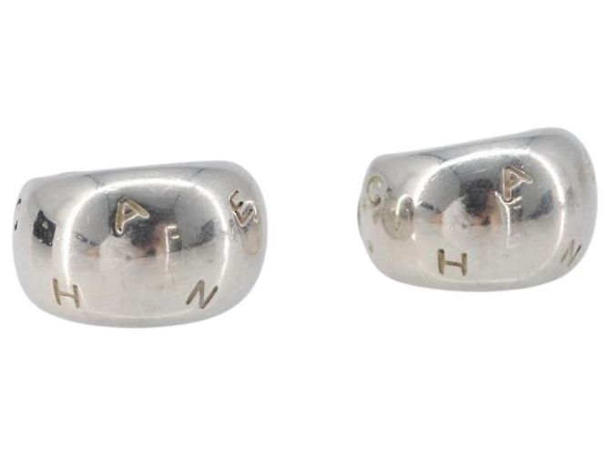 Orecchini CHANEL metallo Silver CC Auth bs37292 Argento
