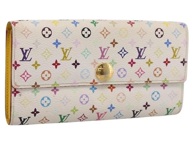 LOUIS VUITTON Monogram Multicolor Portefeuille Sarah Wallet M93745 Auth 206307 White
