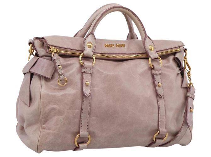 Sac à main Miu Miu Vitellolux 2way Pink Gold Auth 206251M Rose Doré