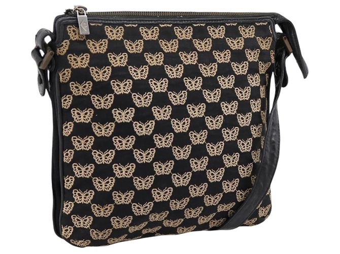 Borsa a tracolla BOTTEGA VENETA Canvas Black Silver Auth bs37102 Nero Argento