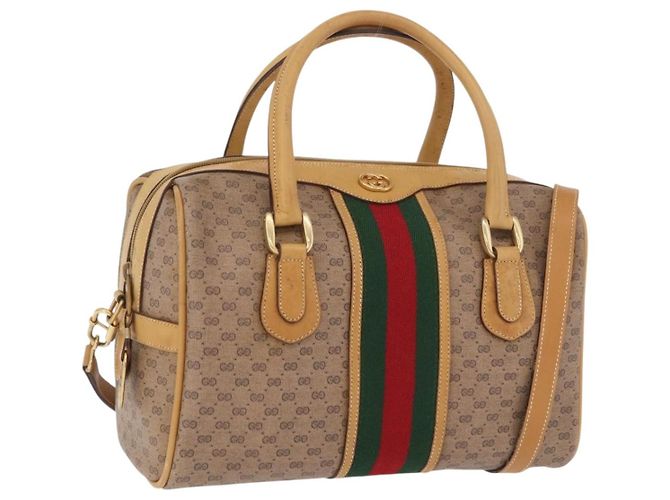 Bolso de mano GUCCI Micro GG Web Sherry Line PVC 2way Beige 002 58 4422 Auth mr2994