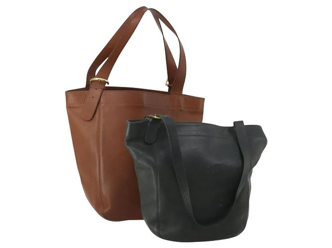 Bolsa Tote Coach em Couro Conjunto de 2 Marrom Khaki Auth ar14245 Caqui