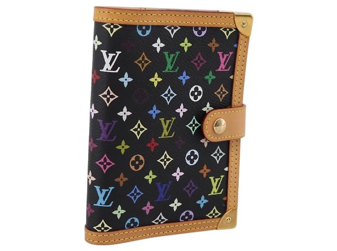 LOUIS VUITTON Monogram Multicolor Agenda PM Planner Black R20895 LV Auth mr2920V