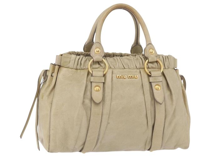 Borsa a mano Miu Miu in pelle beige e oro Auth 206341A D'oro