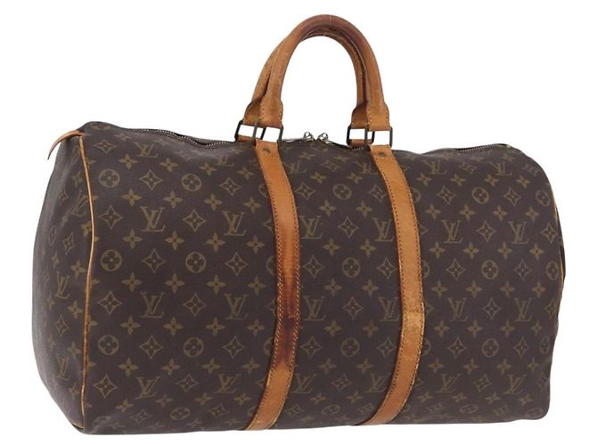LOUIS VUITTON Monogram Keepall 50 Boston Bag M41426 LV Auth 200517 Monograma
