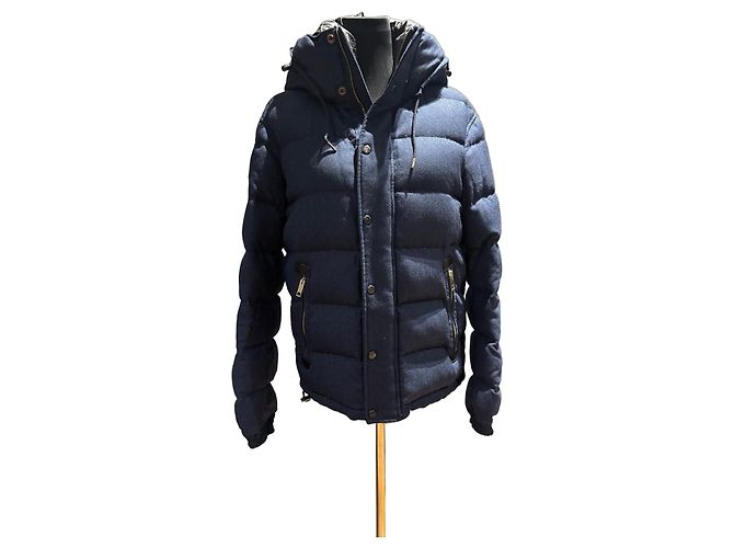 Burberry Brit Navy Wool Down Puffer Jacket Blue