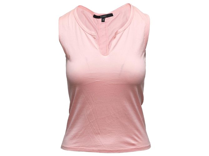 Top sin mangas rosa Gucci con cuello hendido Talla US S