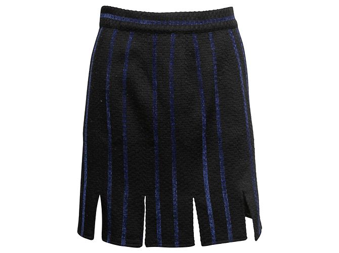 Gonna in tweed Versace Jeans Couture nera e blu taglia US S Nero