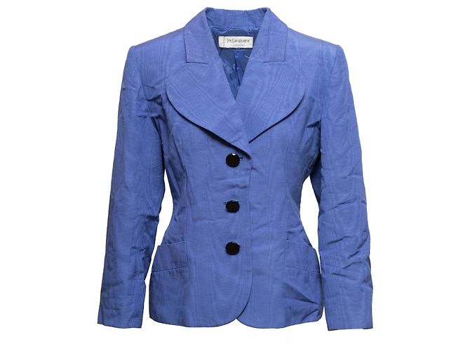 Yves Saint Laurent strukturierter Blazer blau Größe US S
