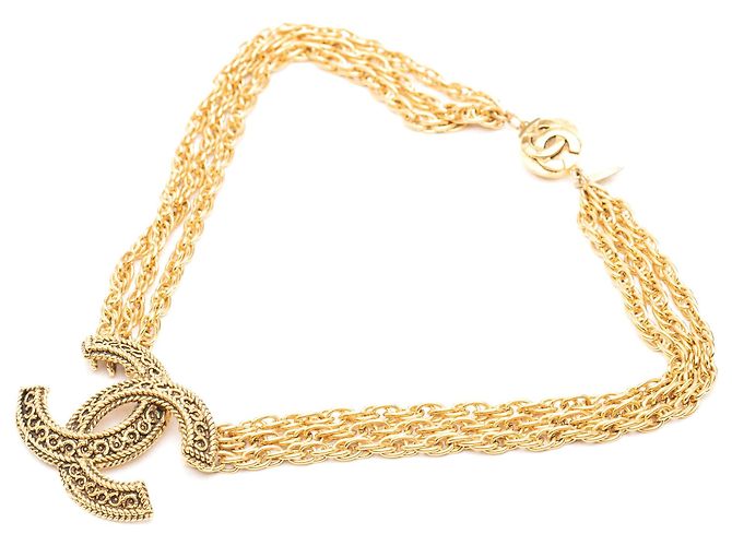 Collana Chanel CC placcata oro Gold Deca Triple Link Chain D'oro