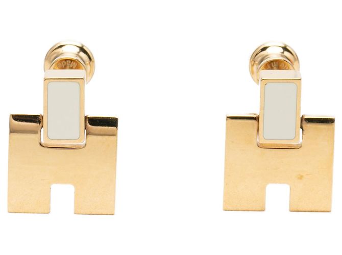 Brincos Eileen Hermès banhados a ouro e esmalte Dourado