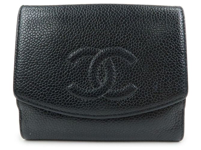 Chanel Vintage Timeless Bifold Caviar Compact Black