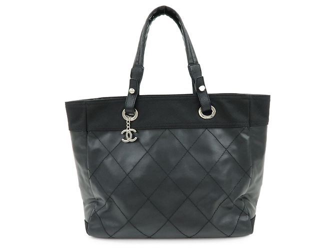 Chanel Biarritz Quilted Coated Canvas Large Noir