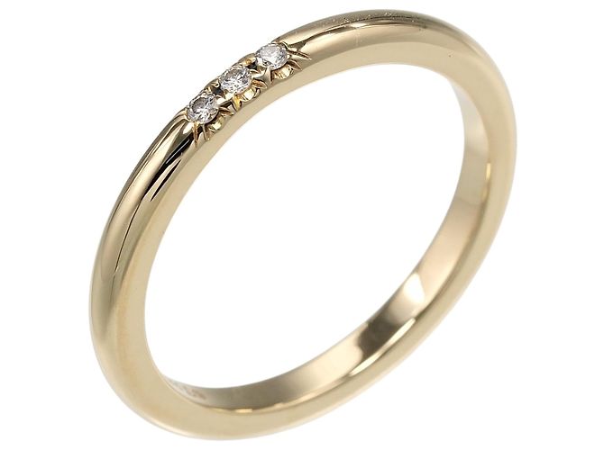Tiffany & Co. Classic Ehering 3 Diamanten 18K Gelbgold 2mm Golden